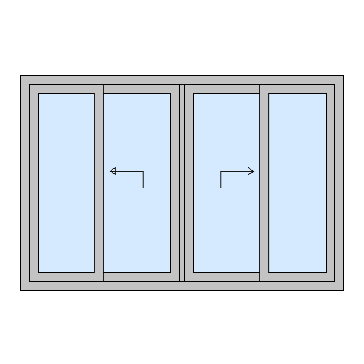 4-delig links en rechts midden schuivend